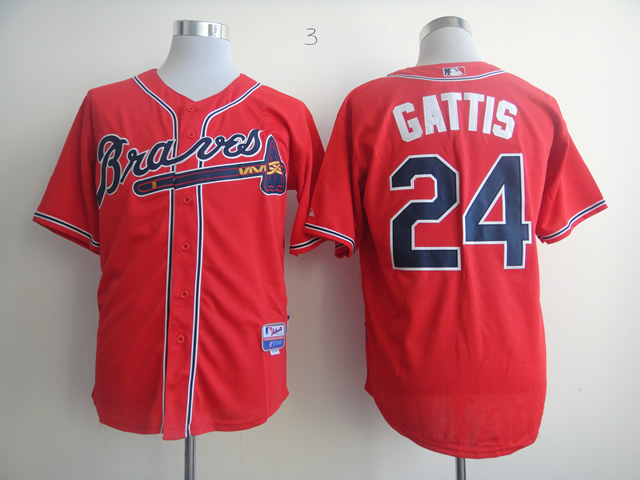 Men Atlanta Braves #24 Gattis Red MLB Jerseys